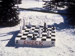 Ice Chess sculpture from an early 1960s Winter Carnival. Photo courtesy of Wayne Schupbach.